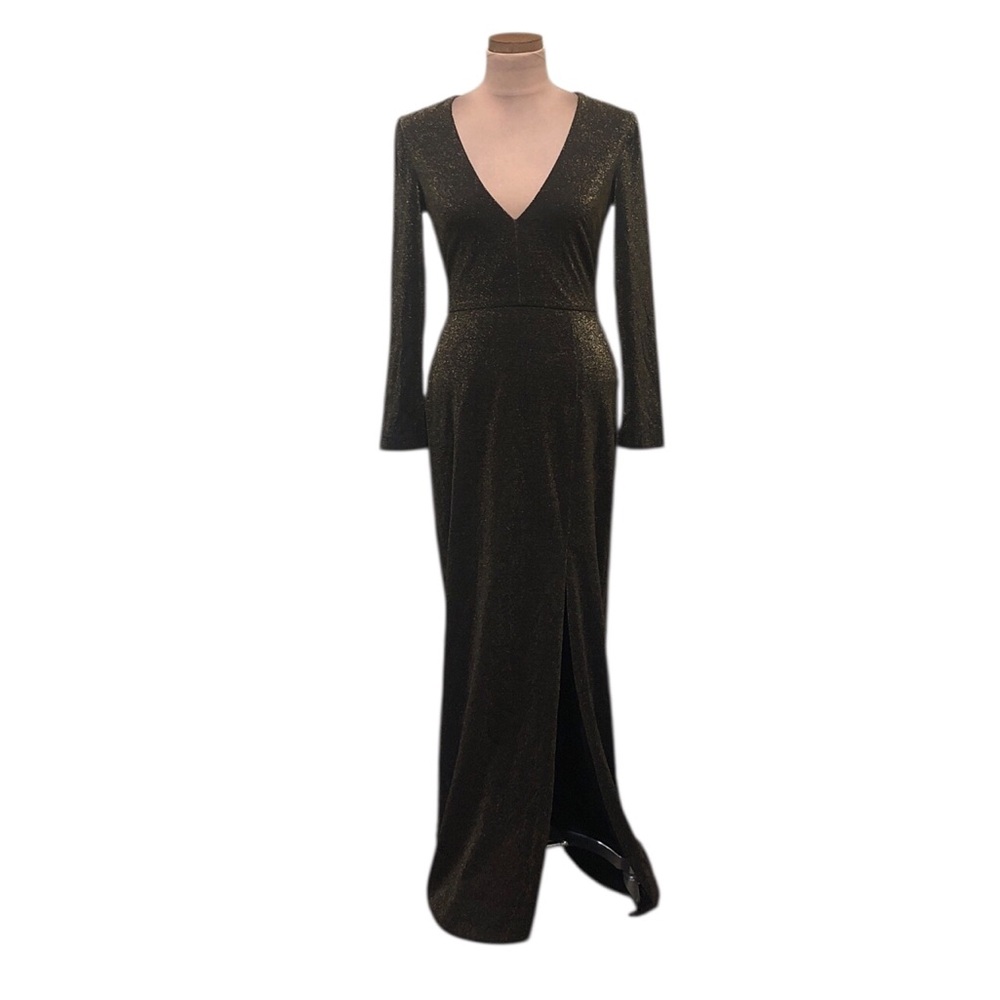Badgley Mischka Maxi Dress Size 4 Black Gold